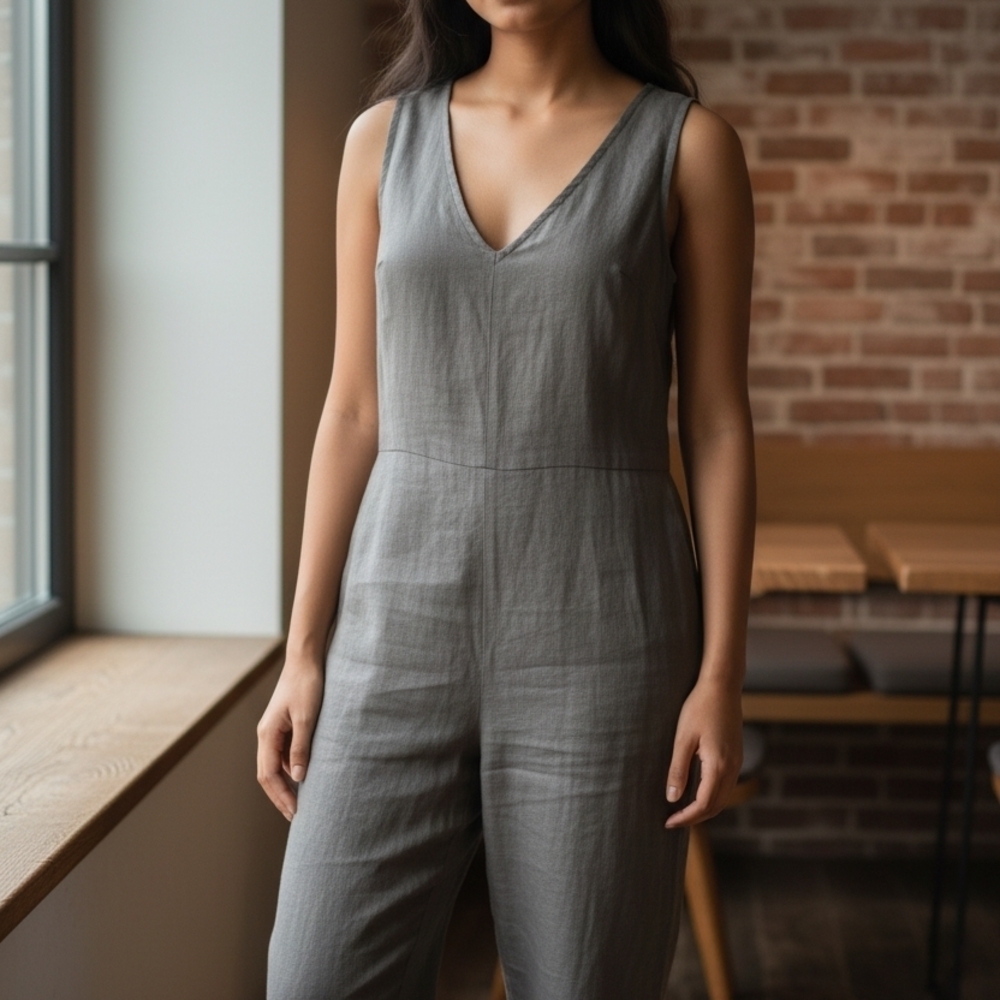 Gray Sleeveless Jumpsuit